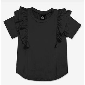 Pixie Lane NEW Modal Short Ruffle Sleeve Tee in Black size 10/12